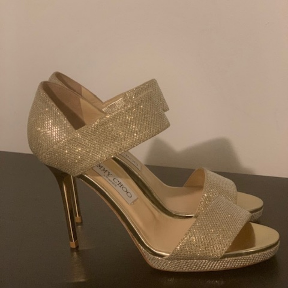 Jimmy Choo Heels Alana Lame Glitter Size 7.5